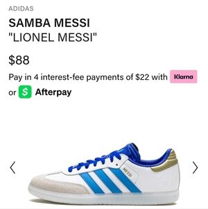 Adidas Samba Messi White and Blue Sneakers